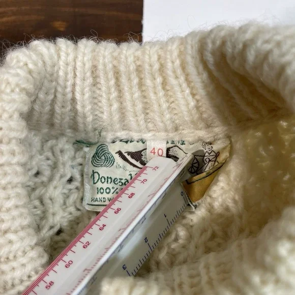 Cladyknit Womens Irish Fisherman 100% Merino Wool Cardigan Sweater Size 40 - Picture 7 of 7